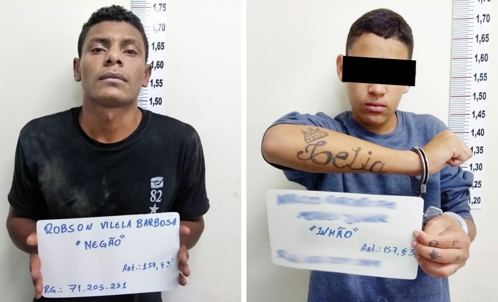O menor e o homem capturados pela Polícia, que confessaram o assassinato do taxista em Guaratinguetá (Foto: Divulgação)
