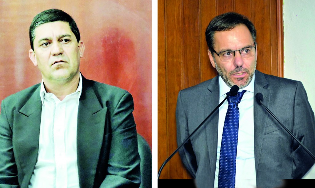 O ex-prefeito Edson Mota e o atual Guilherme Carvalho; herança problemática em Silveiras (Foto: Arquivo Atos)