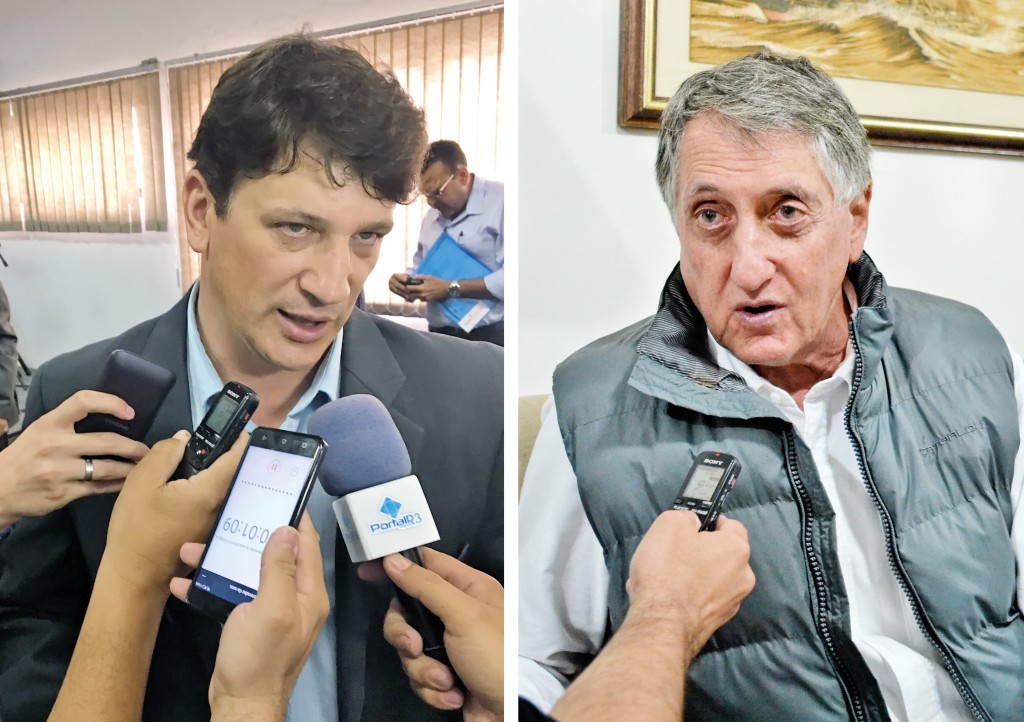 O prefeito Isael Domingues (à esquerda) e seu antecessor Vito Ardito; governo atual denunciou desaparecimento de materiais no almoxarifado (Fotos: Arquivo Atos)