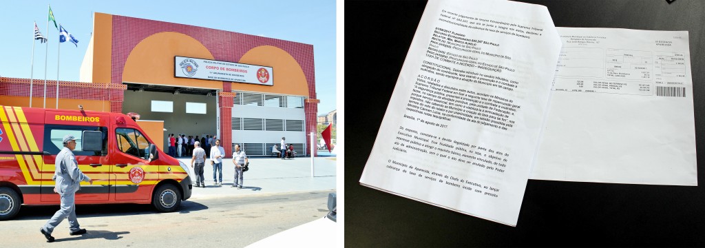 A sede do Corpo de Bombeiros em Aparecida; documento entregue à Prefeitura aponta condições questionadas por morador em ação contra cobrança de tarifa no IPTU (Foto: Juliana Aguilera)