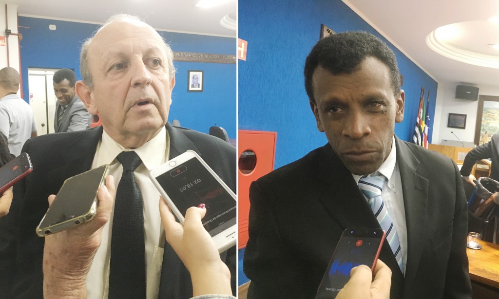 Os vereadores Dr. Werneck e Nei Carteiro; base e oposição debatem pedido de Soliva por redução (Foto: Leandro Oliveira)