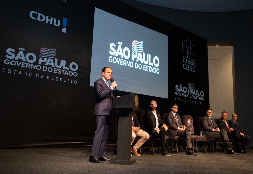 O governador João Doria, durante cerimônia de lançamento do projeto habitacional “Nossa Casa”, em São Paulo; cidades da região são contempladas (Foto: Divulgação GESP)